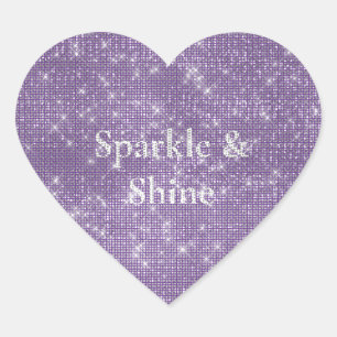 Girly Purple Glitzy Sparkle Heart Sticker