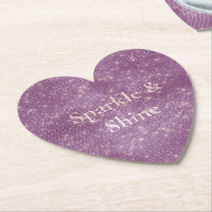 Girly Purple Glitzy Sparkle  Paper Coaster