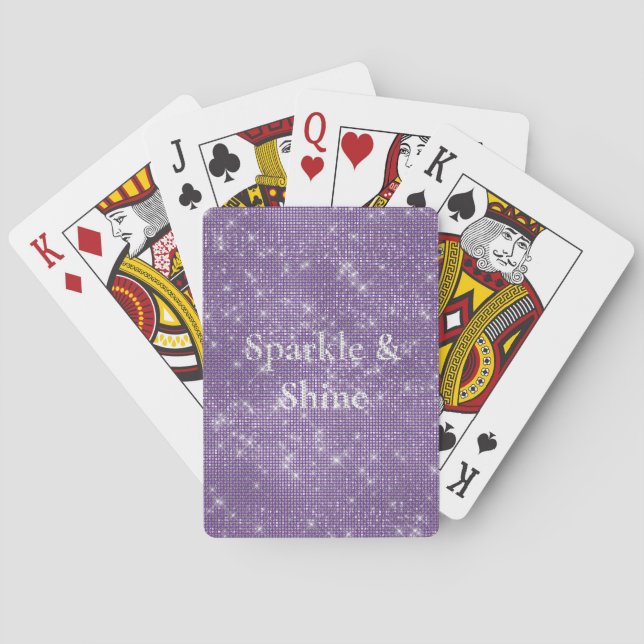 Girly Purple Glitzy Sparkle  Poker Cards (Back)