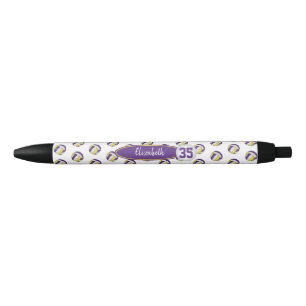 girly purple gold custom name volleyballs pattern pen