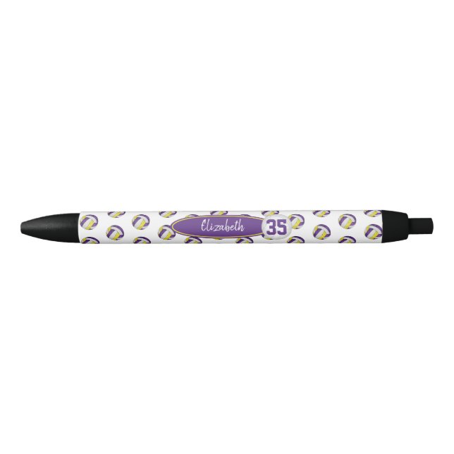 girly purple gold custom name volleyballs pattern pen (Front)