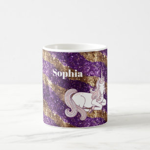 Girly Purple Gold Glitter Unicorn Coffee Mug