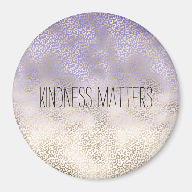 Girly Purple Gold Ombre Leopard Print Magnet (Front)