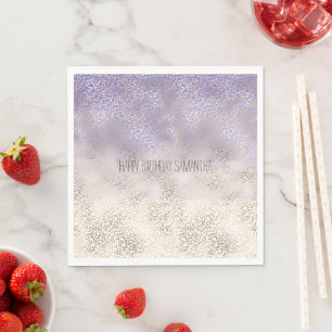Girly Purple Gold Ombre Leopard Print Napkins