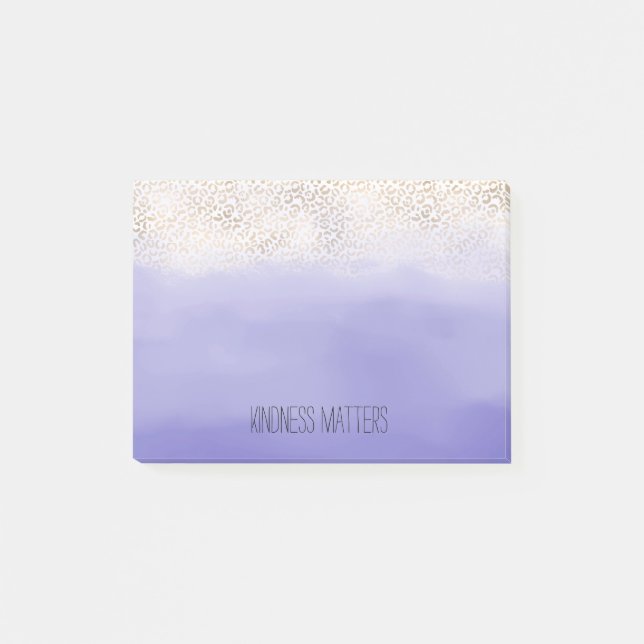 Girly Purple Gold Ombre Leopard Print Post-it Notes (Front)