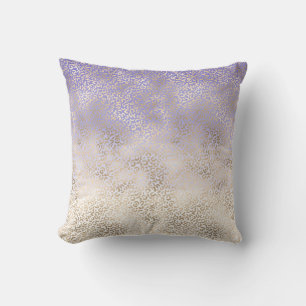 Girly Purple Gold Ombre Leopard Print Throw Pillow