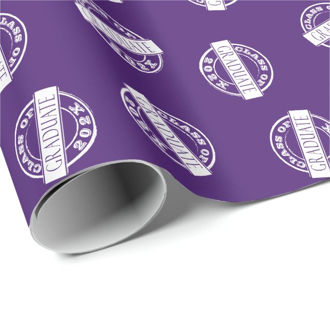 Girly Purple Grad Graduate Class Year    Wrapping Paper (Roll Corner)