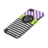 GIRLY PURPLE GREEN BLACK STRIPES MONOGRAMMED iPod TOUCH 5G COVER (Bottom)