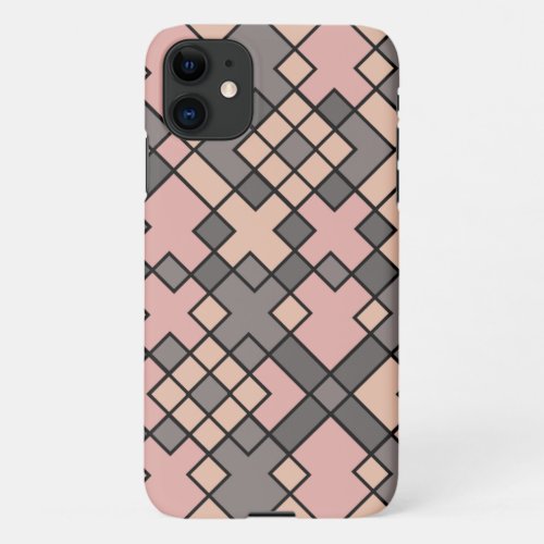 girly purple grey grids pattern iPhone 11 case