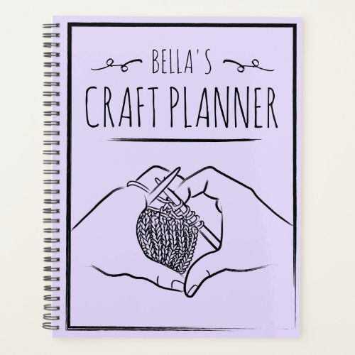 Girly Purple Heart Hands Drawing Craft Knitting  Planner