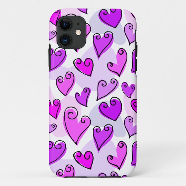 Girly Purple Hearts Cute Romantic Valentines Day  Case-Mate iPhone Case (Back)