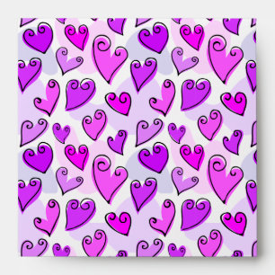 Girly Purple Hearts Cute Romantic Valentines Day Envelope