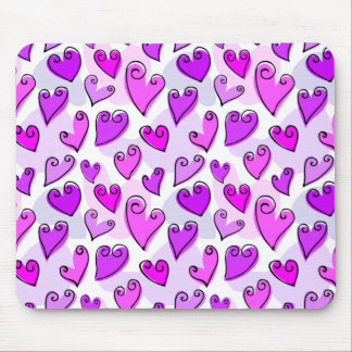 Girly Purple Hearts Cute Romantic Valentines Day Mouse Pad