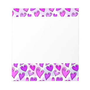 Girly Purple Hearts Cute Romantic Valentines Day Notepad