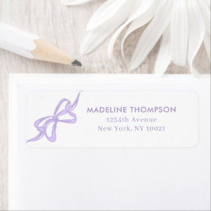 Girly Purple Lavender Bow Ribbon Return Address Label