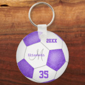 girly purple lavender white soccer season keychain (Front)