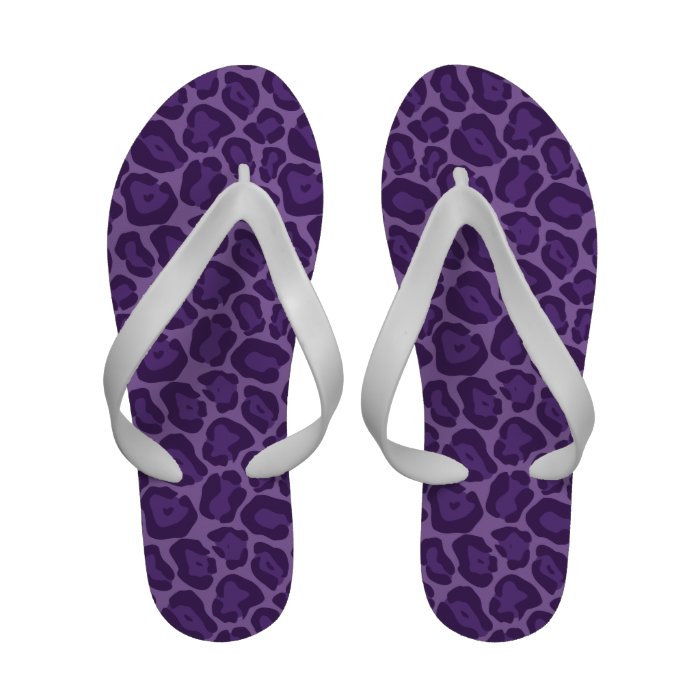 Girly Purple Leopard Pattern Flip Flops