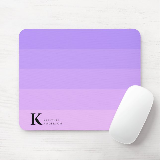 Girly Purple Lilac Ombre Classic Monogram Mouse Pad (With Mouse)