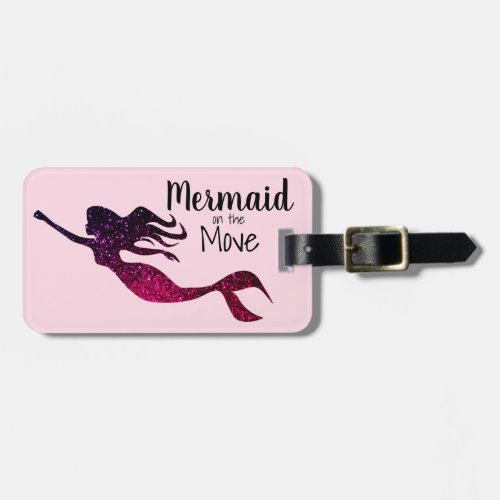 Girly Purple Mermaid on the Move  Personalized Luggage Tag