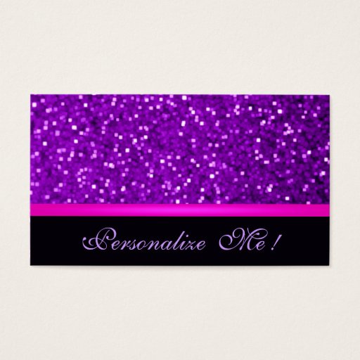 Customizable Girly Purple Modern Sparkle Pink Glitter Elegant Business Card