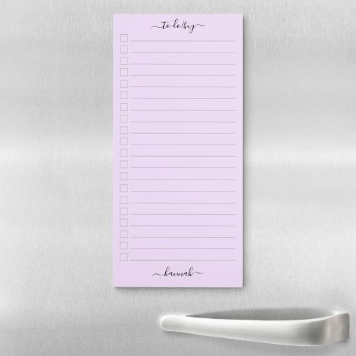 Girly Purple Monogram Modern Script Personalize Magnetic Notepad