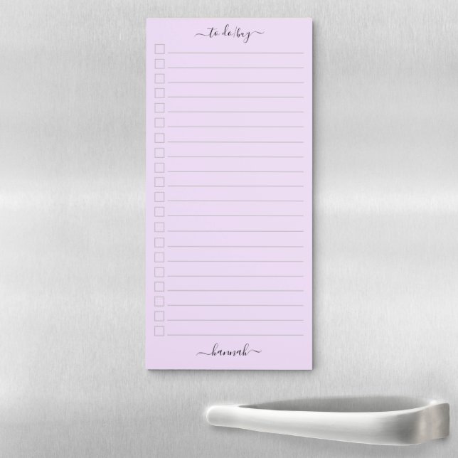Girly Purple Monogram Modern Script Personalize Magnetic Notepad (In Situ)