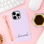 Girly Purple Monogram Modern Script Personalized Case-Mate iPhone 14 Pro Max Case<br><div class="desc">Girly Purple Monogram Modern Script Personalized Phone Case makes the cutest addition to your desk or home office. Personalize with your name at the bottom for a custom flair. Modern script calligraphy adds the perfect touch to this simple yet beautiful accessory.</div>