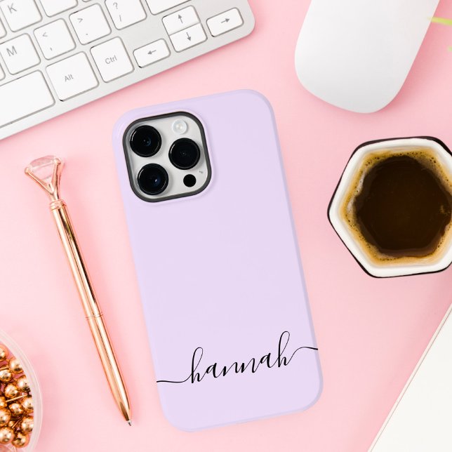 Girly Purple Monogram Modern Script Personalized Case-Mate iPhone Case (Creator Uploaded)