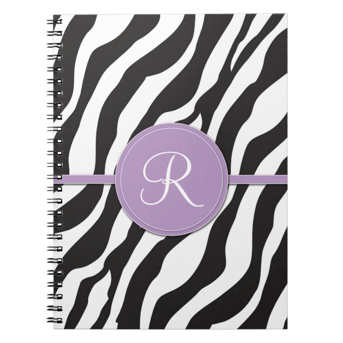 Girly Purple Monogram Zebra Print Notebooks