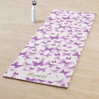 Girly Purple Pastel Butterflies Custom Name