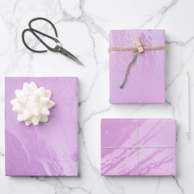 Girly Purple Pink Abstract Wrapping Paper Sheets (Front)