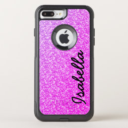 Girly Purple Pink Glitter Script Name OtterBox Commuter iPhone 8 Plus/7 Plus Case