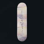 Girly purple pink glitter sparkle initial name skateboard<br><div class="desc">Girly purple pink glitter sparkle initial personalized name cornhole. Beautiful watercolor illustration,  a ideal birthday or Christmas gift. Perfect lift for your lady golfer friend or relative.</div>