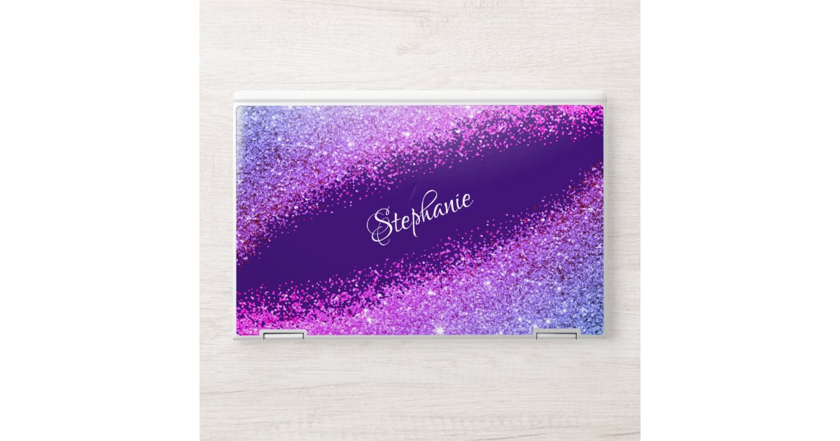 Girly Purple Pink Glitter Sparkle Personalized Hp Laptop Skin Zazzle Com