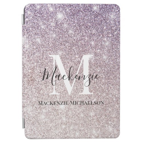 Girly Purple Pink Ombre Glitter Monogram Name    iPad Air Cover