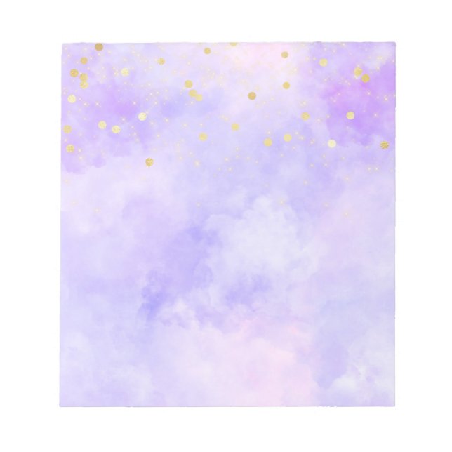Girly Purple Pink Tie Dye Gold Confetti  Notepad (Front)