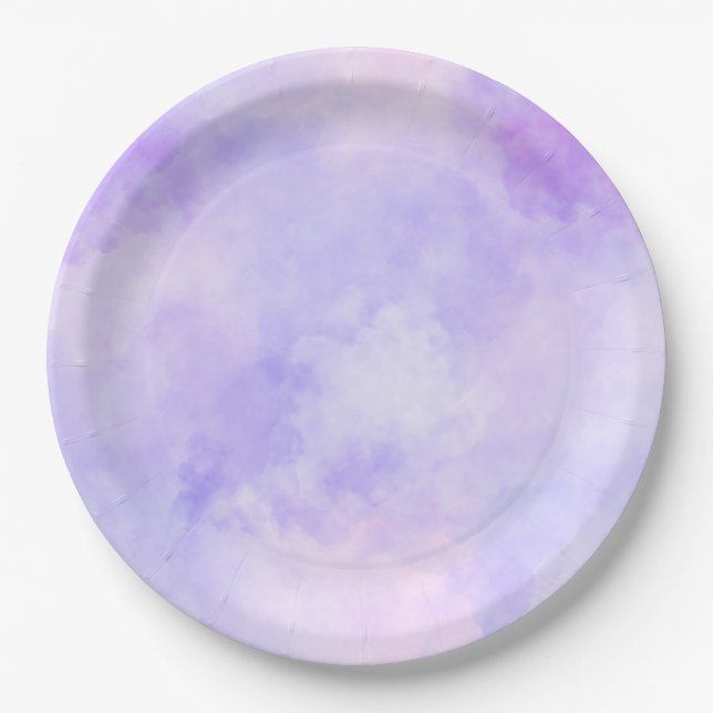 Girly Purple Pink Tie Dye Paper Plates (Front)