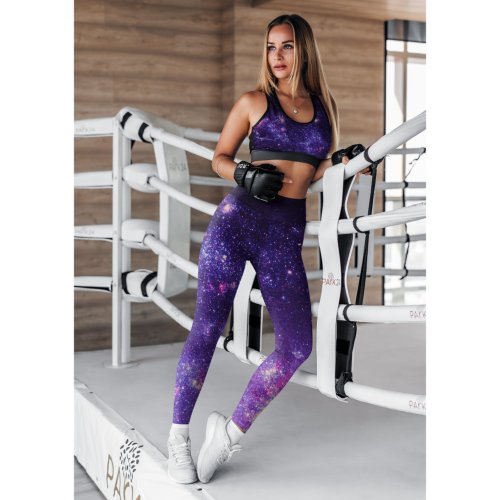 Girly Purple Pink White Galaxy Nebula Space Leggings