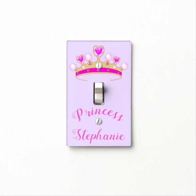 Girly Purple Princess Tiara Personalized Light Switch Cover (In Situ)