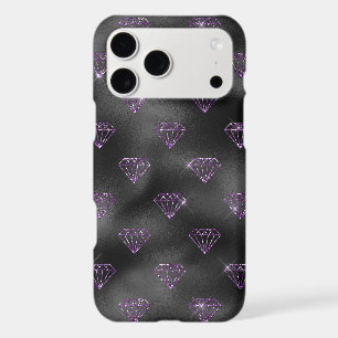 Girly Purple Sparkle Glitzy Black Diamonds iPhone 17 Pro Max Case