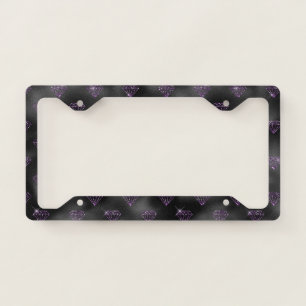 Girly Purple Sparkle Glitzy Black Diamonds License Plate Frame