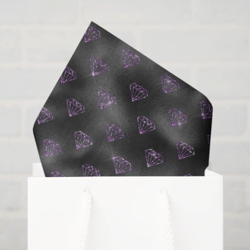 Girly Purple Sparkle Glitzy Black Diamonds Wedding Tissue Paper