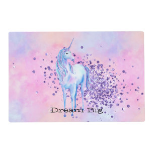 Girly Purple Sparkle Unicorn Placemat