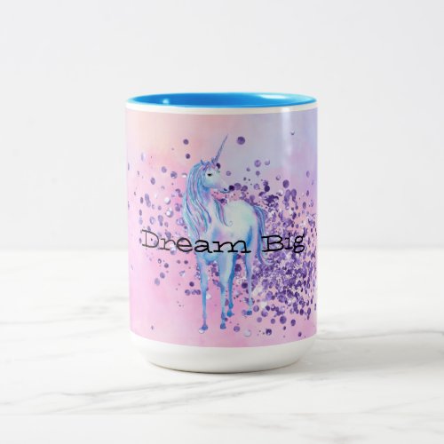 Girly Purple Sparkle Unicorn Two_Tone Coffee Mug
