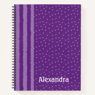 Girly Purple Stripes And Dots Personalized Notebook