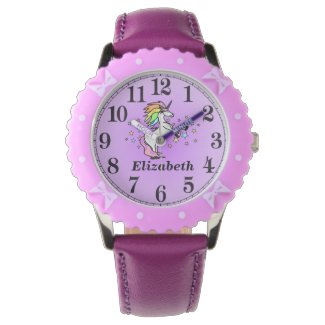 Girly Purple Unicorn and Her Name Wristwatch