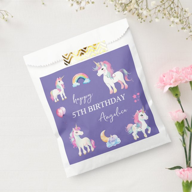 Girly Purple Unicorn Birthday Favor Bag (Sealed)