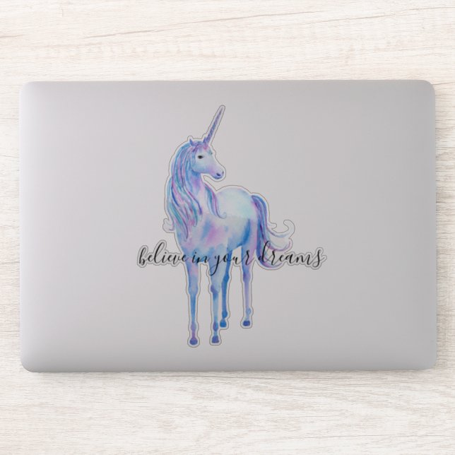 Girly Purple Unicorn Dream Inspirational Quote Sticker (Computer)