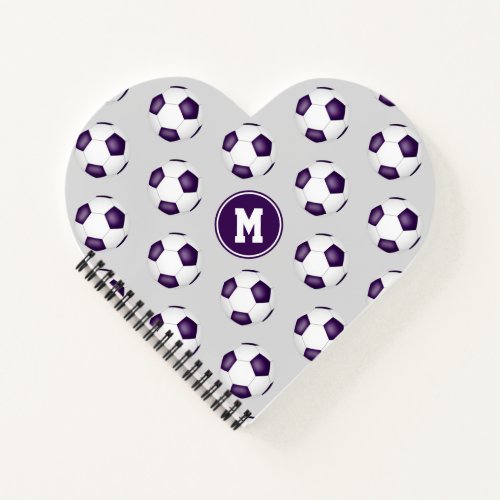 girly purple white soccer balls pattern notebook