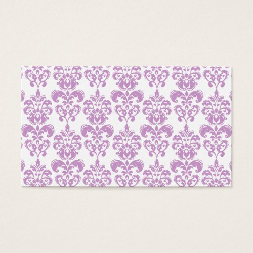 Girly Purple White Vintage Damask Pattern 2 Business Cards